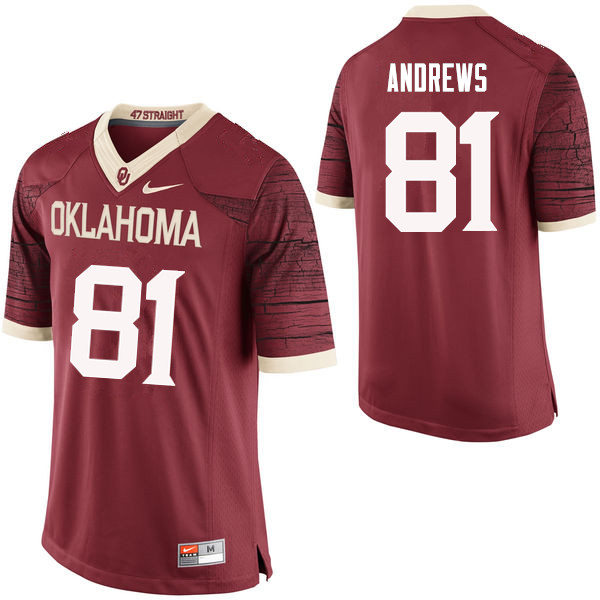  Mens Oklahoma Sooners #81 Mark Andrews Crimson Limited Football Jersey