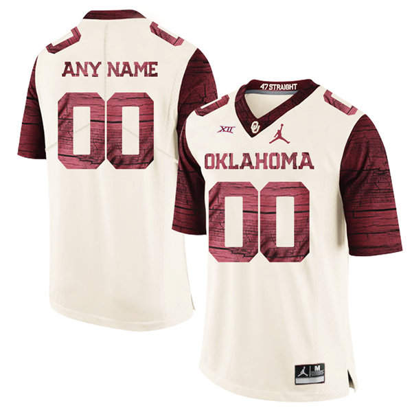  Mens Oklahoma Sooners Custom Jordan Cream Limited Football Jersey 