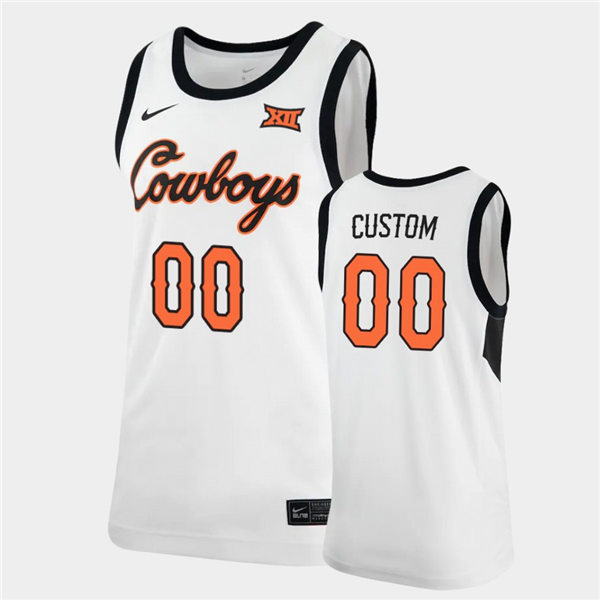  Mens Oklahoma State Cowboys Custom Nike White Basketball Jersey 