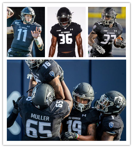  Mens Old Dominion Monarchs Custom Travis Fulgham Jonathan Duhart Trey Blount LaMareon James Under Armour 2021 Black Football Jersey 
