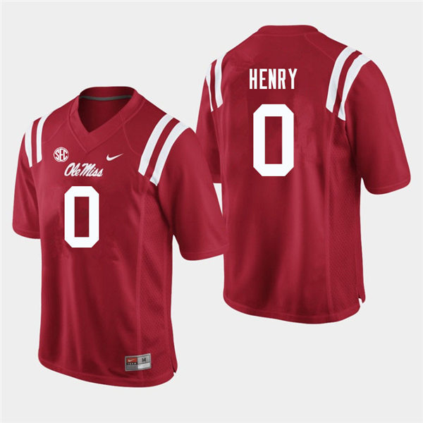  Mens Ole Miss Rebels #0 Lakia Henry Nike Red College Football Game Jersey
