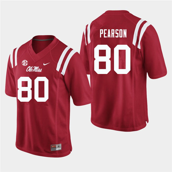 Mens Ole Miss Rebels #80 Jahcour Pearson Nike Red College Football Game Jersey