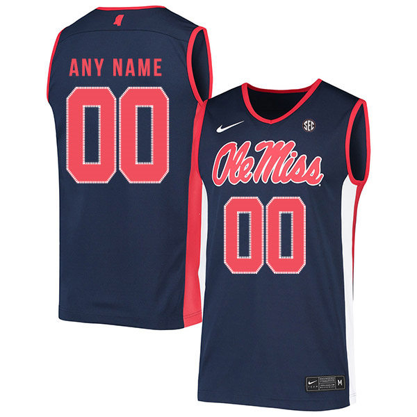  Mens Ole Miss Rebels Custom Bruce Stevens Terence Davis II Markel Crawford Shakira Austin Nike Navy Basketball Jersey 