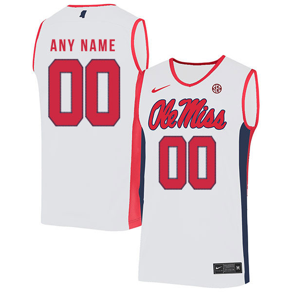  Mens Ole Miss Rebels Custom Matthew Murrell Sammy Hunter Jarkel Joiner Shakira Austin Marshall Henderson Nike White Red Neck Basketball Jersey 
