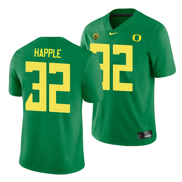  Mens Oregon Ducks #32 Jordan Happle Nike 2018 Green College Football Game Jersey