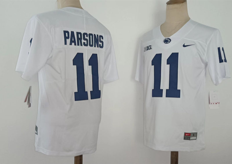  Mens Penn State Nittany Lions #11 Micah Parsons White Football Jersey  with Name