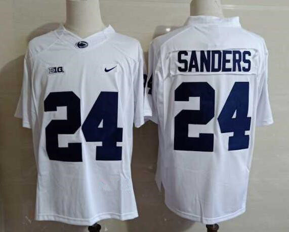  Mens Penn State Nittany Lions #24 Miles Sanders White Football Jersey  with Name