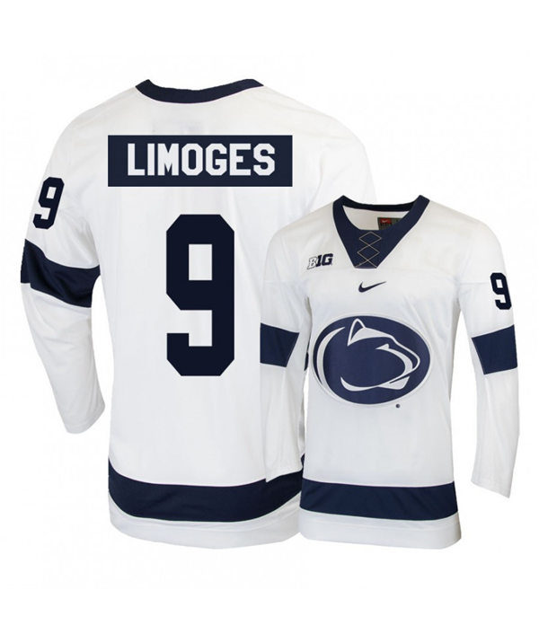  Mens Penn State Nittany Lions #9 Alex Limoges Stitched Nike White Hockey Jersey