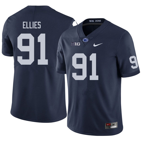  Mens Penn State Nittany Lions #91 Dvon Ellies Nike Navy with Name College Football Jersey