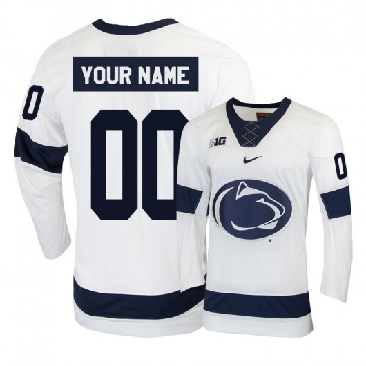  Mens Penn State Nittany Lions Custom Stitched Nike White Hockey Jersey 