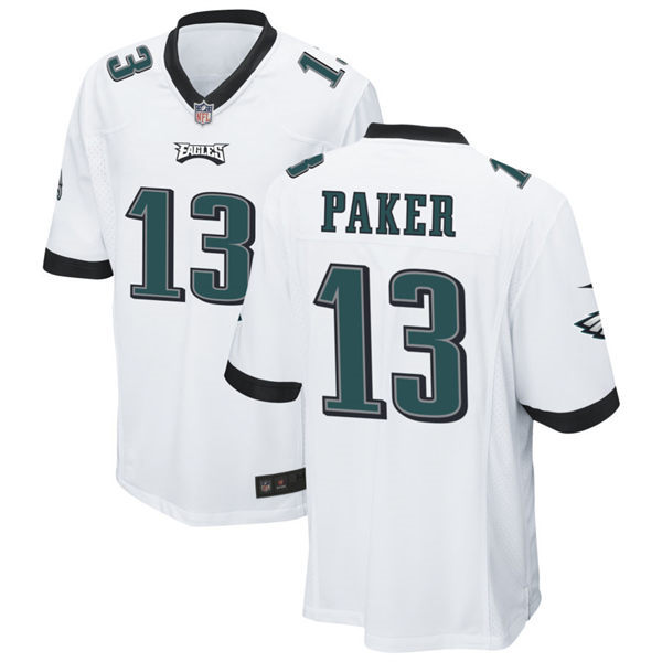 Mens Philadelphia Eagles #13 DeVante Paker Nike White Vapor Limited Jersey 