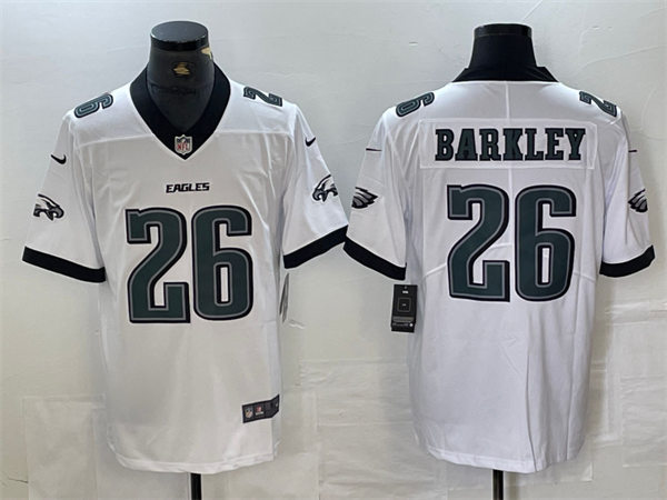  Mens Philadelphia Eagles #26 Saquon Barkley Nike 2024 Team Logo White Vapor Limited Jersey 