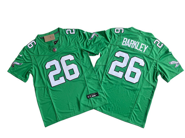  Mens Philadelphia Eagles #26 Saquon Barkley Nike Kelly Green 1996 Retro F.U.S.E. Limited Jersey 