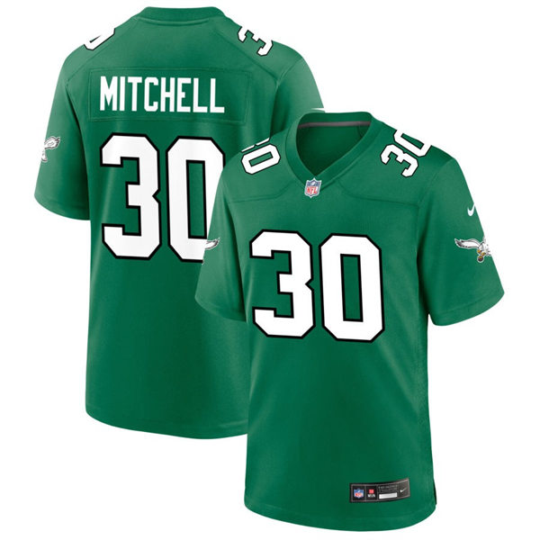  Mens Philadelphia Eagles #30 Quinyon Mitchell Nike Kelly Green Retro Jersey 
