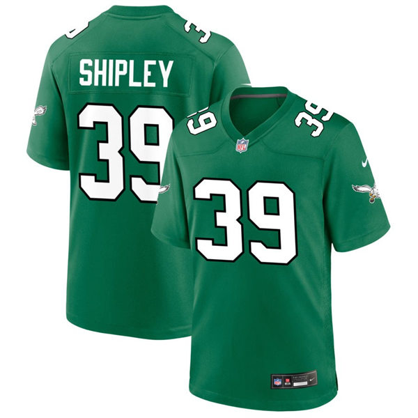  Mens Philadelphia Eagles #39 Will Shipley Nike Kelly Green Retro Jersey 