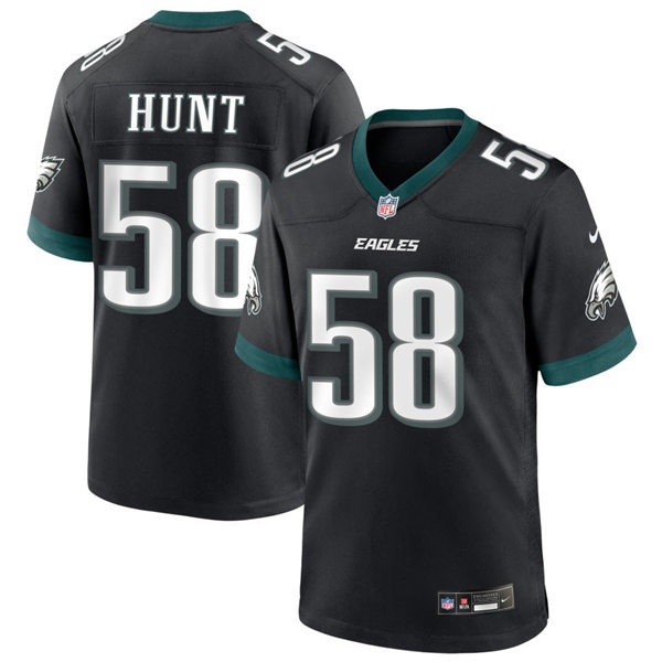  Mens Philadelphia Eagles #58 Jalyx Hunt Nike Black Vapor Limited Player Jersey 