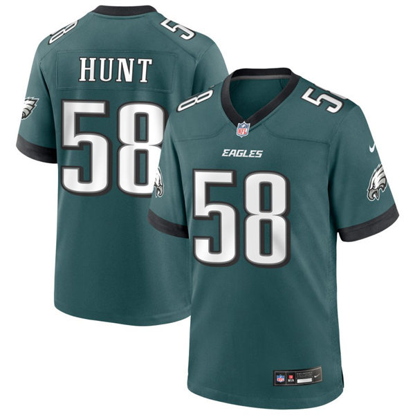  Mens Philadelphia Eagles #58 Jalyx Hunt Nike Midnight Green Vapor Limited Player Jersey 