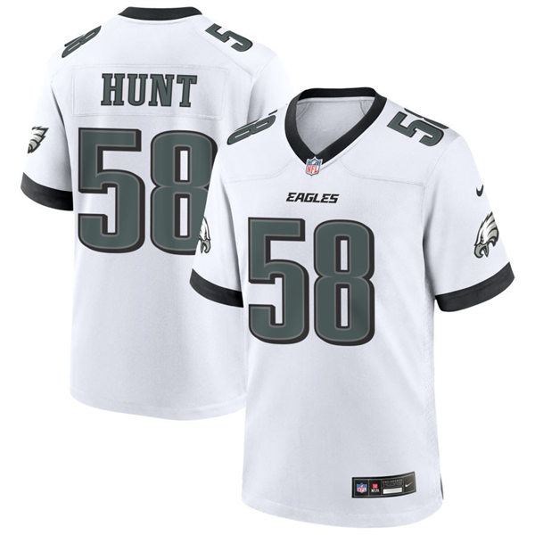  Mens Philadelphia Eagles #58 Jalyx Hunt Nike White Vapor Limited Player Jersey 