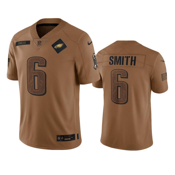  Mens Philadelphia Eagles #6 DeVonta Smith Brown 2023 Salute To Service Limited Jersey 