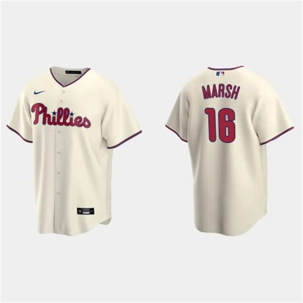  Mens Philadelphia Phillies #16 Brandon Marsh Nike Cream Alternate Limited Jersey 
