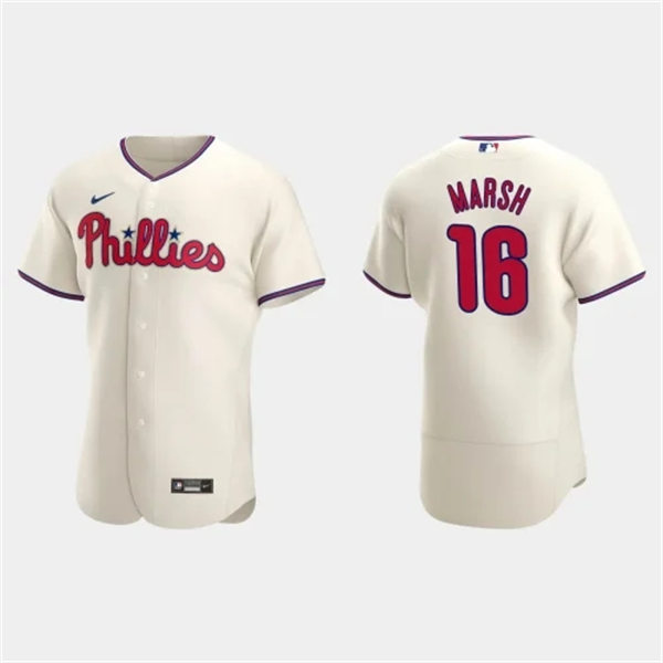  Mens Philadelphia Phillies #16 Brandon Marsh Nike Cream Alternate Vapor Premier Elite Jersey 