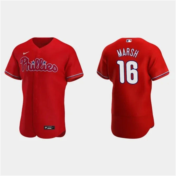  Mens Philadelphia Phillies #16 Brandon Marsh Nike Red Alternate Vapor Premier Elite Jersey 