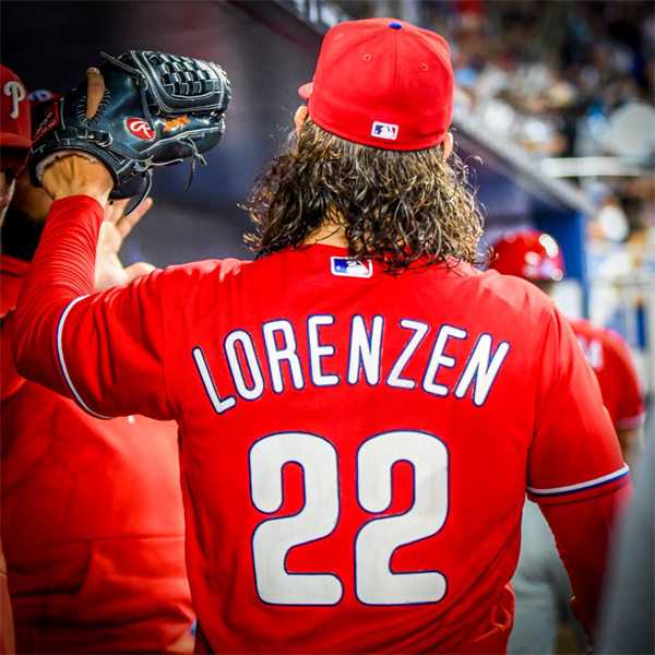  Mens Philadelphia Phillies #22 Michael Lorenzen Nike Red Alternate Cool Base Jersey 