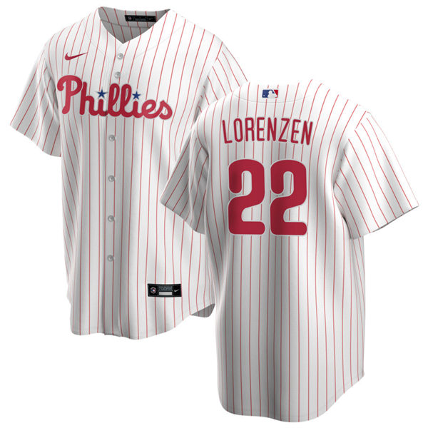  Mens Philadelphia Phillies #22 Michael Lorenzen Nike White Pinstripe Home Coolbase Jersey 