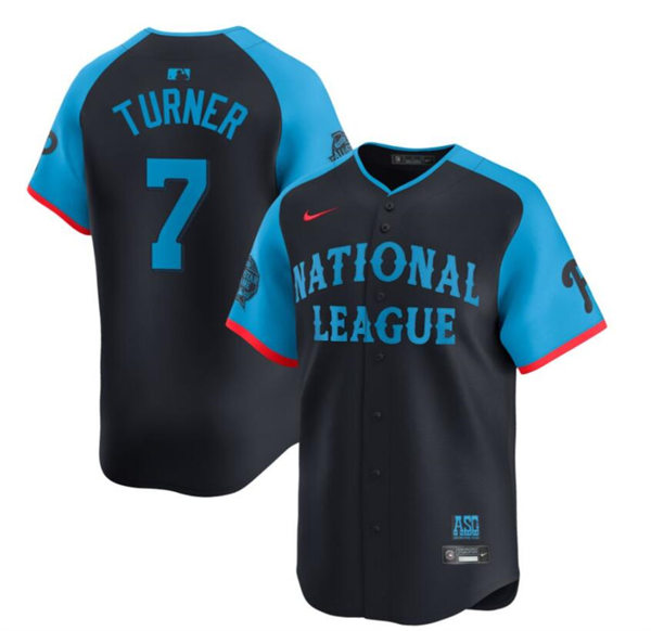  Mens Philadelphia Phillies #7 Trea Turner National League Nike 2024 MLB All-Star Game Limited Jersey - Navy  
