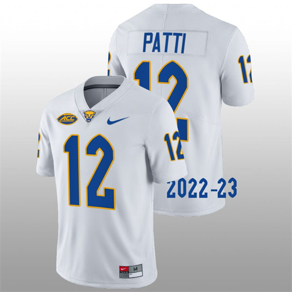  Mens Pittsburgh Panthers #12 Nick Patti White College Football Game Jersey