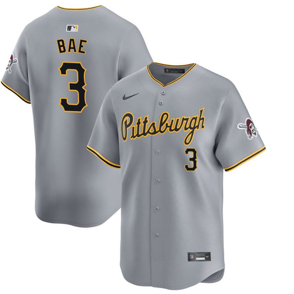  Mens Pittsburgh Pirates #3 Ji-Hwan Bae Nike Gray Road Limited Player Jersey 