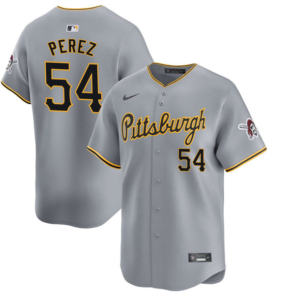  Mens Pittsburgh Pirates #54 Martin Perez Nike Gray Road Limited Player Jersey 