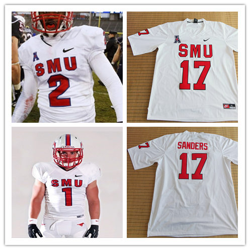  Mens SMU Mustangs Custom Tanner Mordecai Blake Mazza Jahari Rogers Stephon Wright Eric Dickerson Nike Full White Retro Football Jersey 