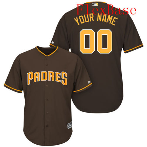  Mens San Diego Padres Alternate Brown Customized Majestic MLB Jersey 