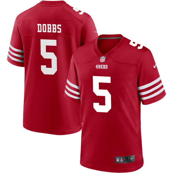  Mens San Francisco 49ers #5 Joshua Dobbs Nike Scarlet 2023 F.U.S.E. Vapor Limited Jersey 