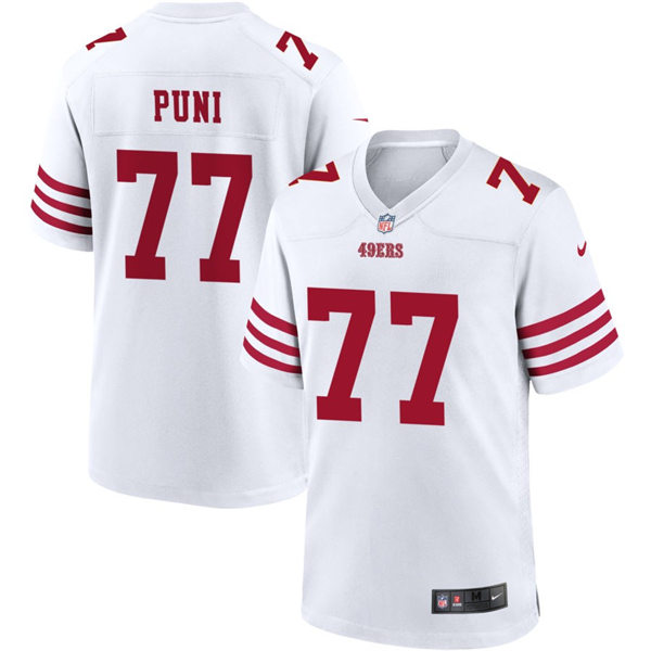  Mens San Francisco 49ers #77 Dominick Puni Nike Home White 2023 F.U.S.E. Vapor Limited Jersey 