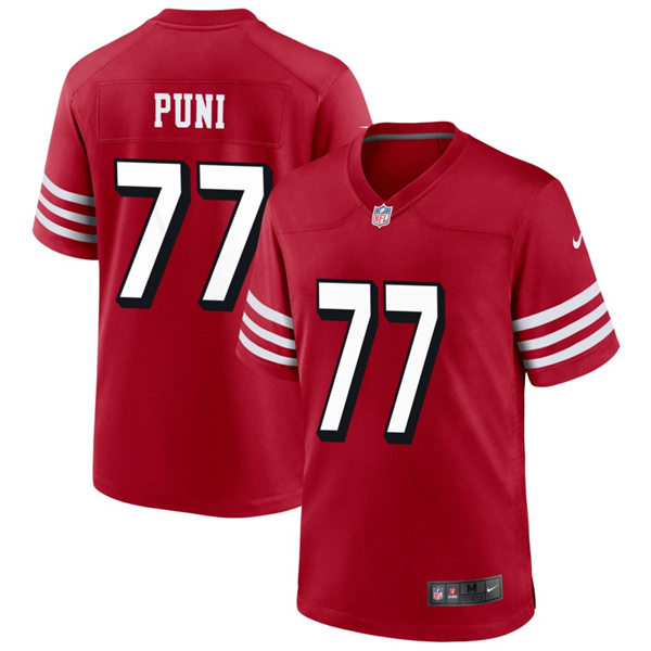 Mens San Francisco 49ers #77 Dominick Puni Nike Scarlet Alternate 2023 F.U.S.E. Vapor Limited Jersey 
