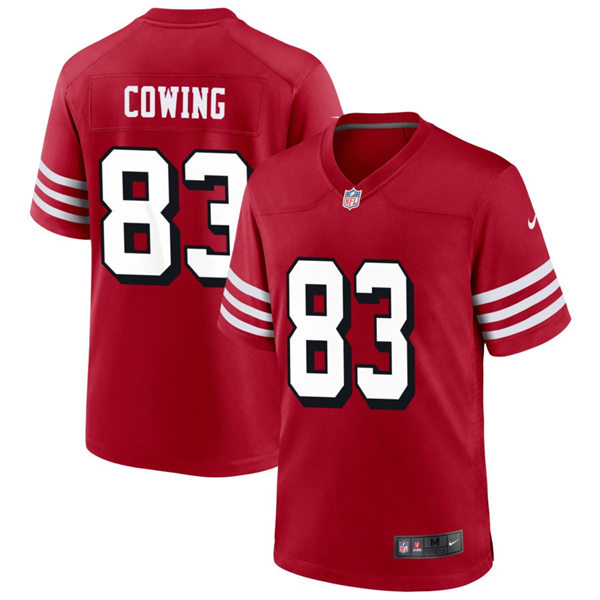  Mens San Francisco 49ers #83 Jacob Cowing Nike Scarlet Alternate 2023 F.U.S.E. Vapor Limited Jersey 
