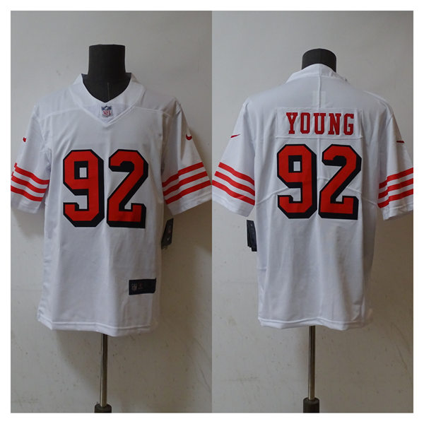  Mens San Francisco 49ers #92 Chase Young Nike White Alternate F.U.S.E. Vapor Limited Player Jersey 