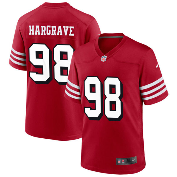  Mens San Francisco 49ers #98 Javon Hargrave Nike Scarlet Alternate 2023 F.U.S.E. Vapor Limited Jersey 
