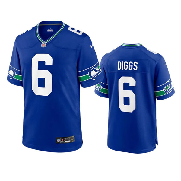  Mens Seattle Seahawks #6 Quandre Diggs Royal 190s Retro F.U.S.E. Limited Jersey 