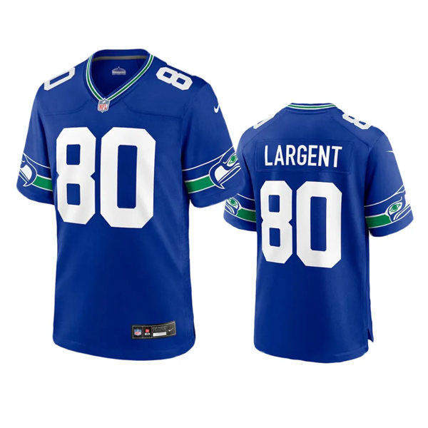  Mens Seattle Seahawks #80 Steve Largent RRoyal 190s Retro F.U.S.E. Limited Jersey 