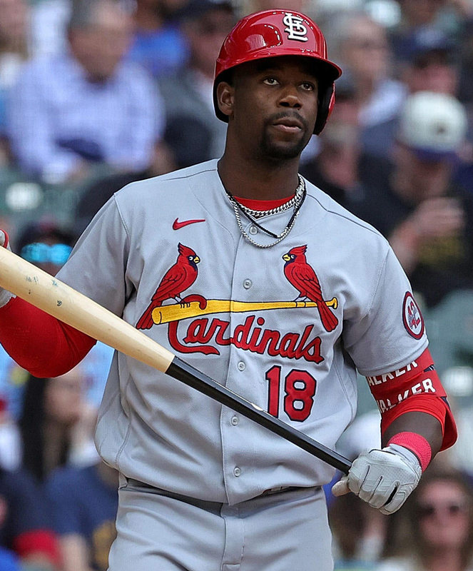  Mens St. Louis Cardinals #18 Jordan Walker Nike Grey Road FlexBase Jersey 