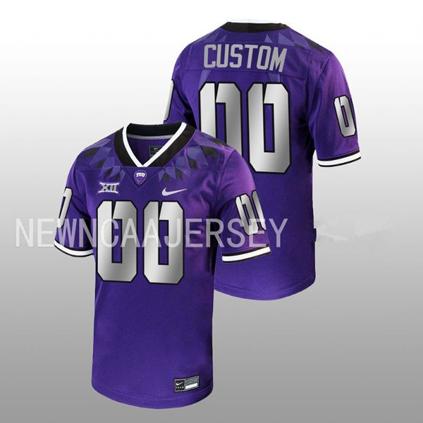  Mens TCU Horned Frogs Custom Nike 2022 Purple College Football Game Jersey 