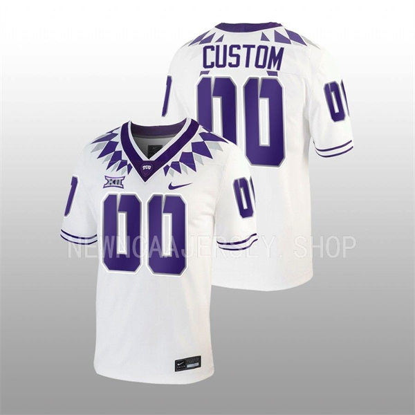 Mens TCU Horned Frogs Custom Nike 2022 White College Football Game Jersey 