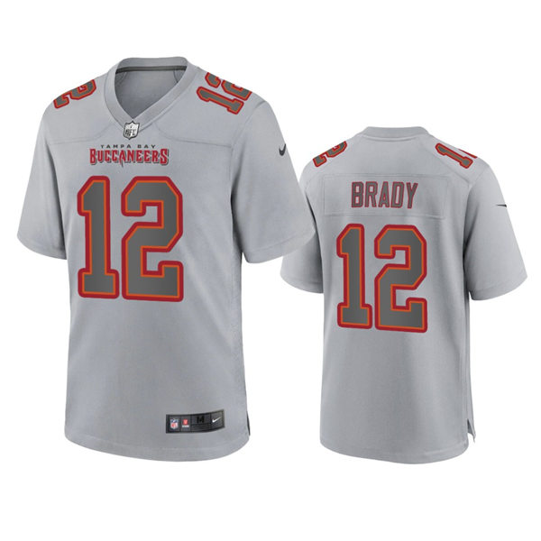  Mens Tampa Bay Buccaneers #12 Tom Brady Gray Atmosphere Fashion Game Jersey 