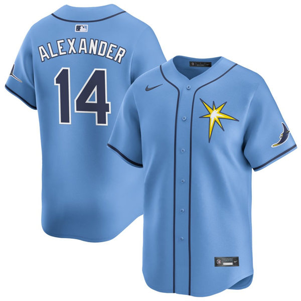  Mens Tampa Bay Rays #14 Tyler Alexander Light Blue With Star Alternate Limited Jersey 