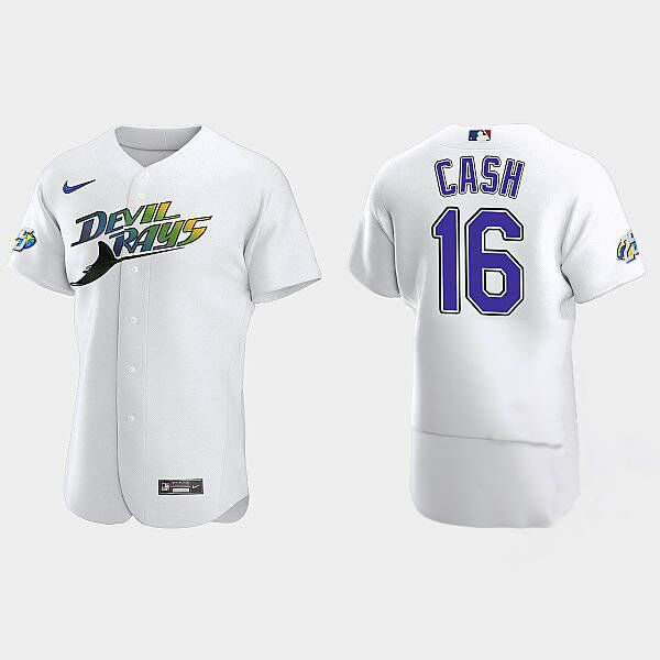  Mens Tampa Bay Rays #16 Kevin Cash White 25th Anniversary Authentic Jersey 