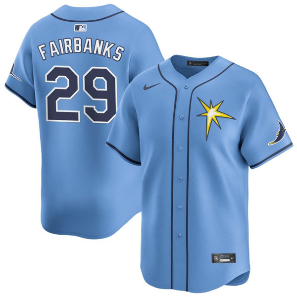 Mens Tampa Bay Rays #29 Pete Fairbanks Light Blue With Star Alternate Limited Jersey 