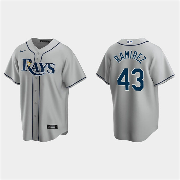  Mens Tampa Bay Rays #43 Harold Ramirez Nike Gray Road Cool base Jersey 